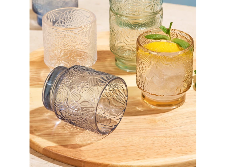 Glas 30cl blauwgrijs Flora - set/4 sfeerfoto