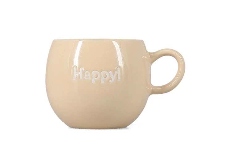 Beker 42cl "Happy!" beige Muggies