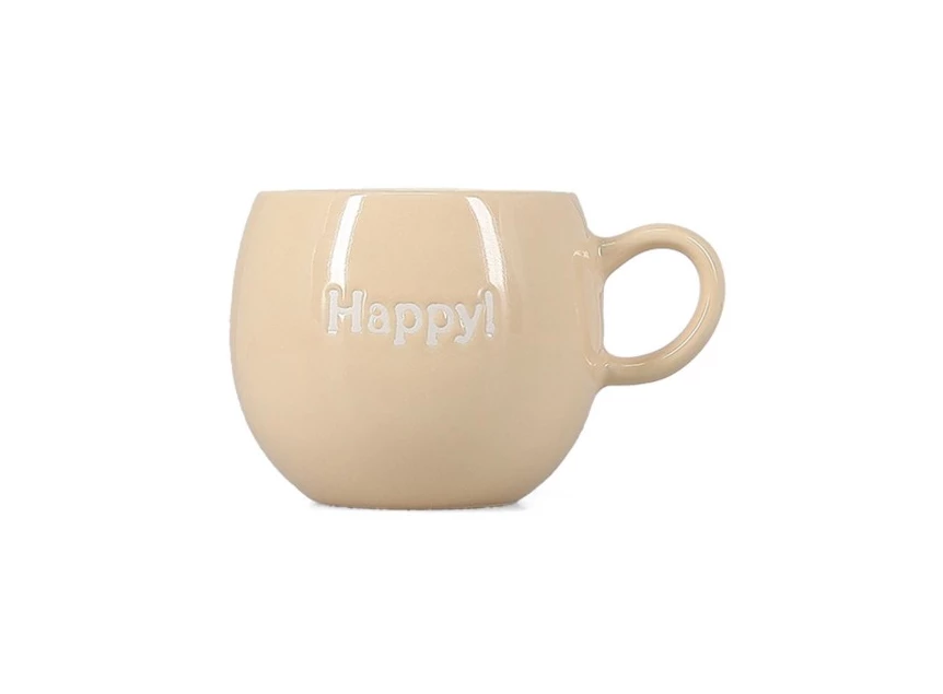 Beker 42cl "Happy!" beige Muggies