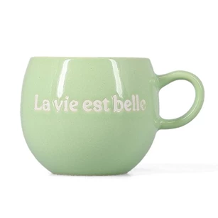 Beker 42cl "La vie est belle" groen Muggies