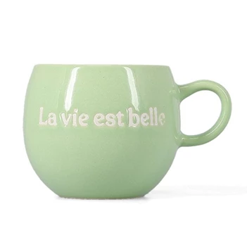 Beker 42cl "La vie est belle" groen Muggies