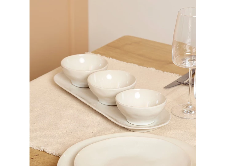 Serveerschaal 36x12,5cm beige Rocca sfeerfoto