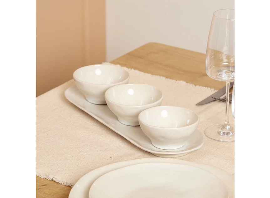 Serveerschaal 36x12,5cm beige Rocca sfeerfoto