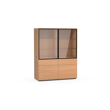 Vitrinekast Izola VIT2 staand op sokkel fineer hout eik natuur Theuns