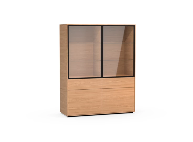 Vitrinekast Izola VIT2 staand op sokkel fineer hout eik natuur Theuns