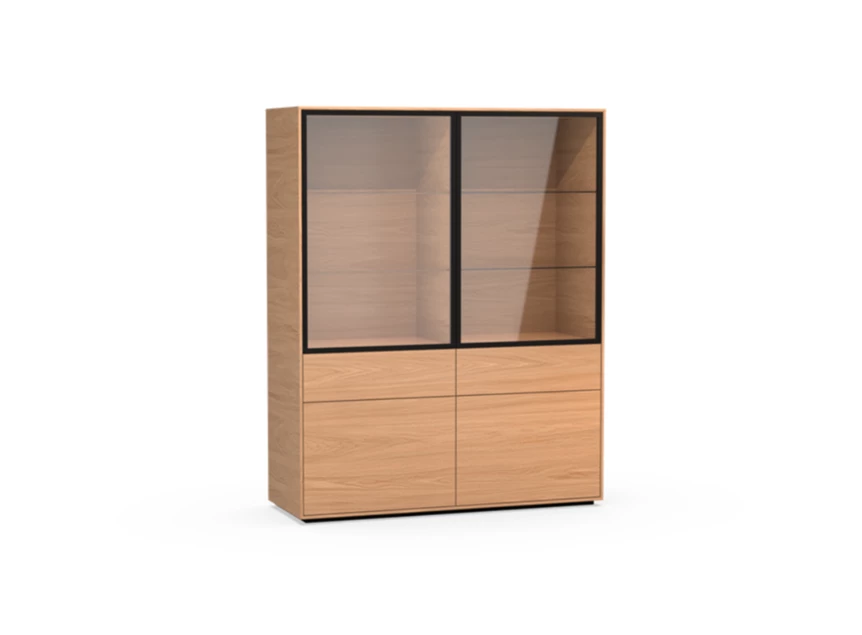Vitrinekast Izola VIT2 staand op sokkel fineer hout eik natuur Theuns