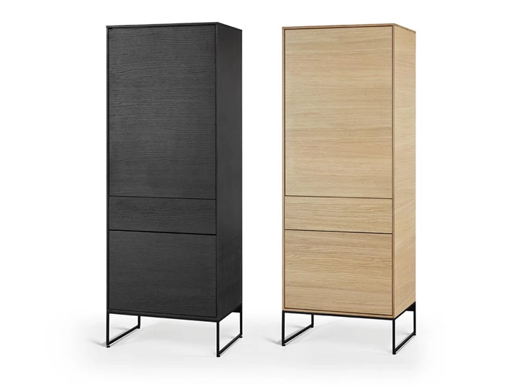 Barkast Izola BERG1 staand op metalen poot fineer hout eik white wash dark brown Theuns