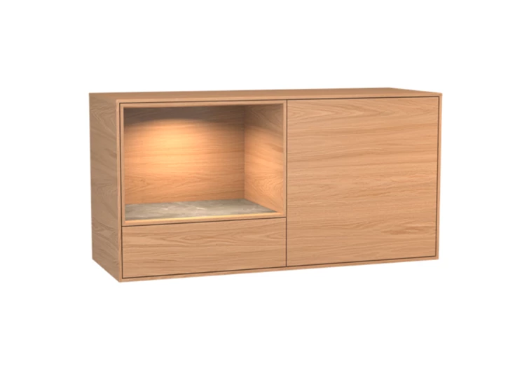 Dressoir Izola D2/OV open vak hangend fineer hout eik natuur Theuns