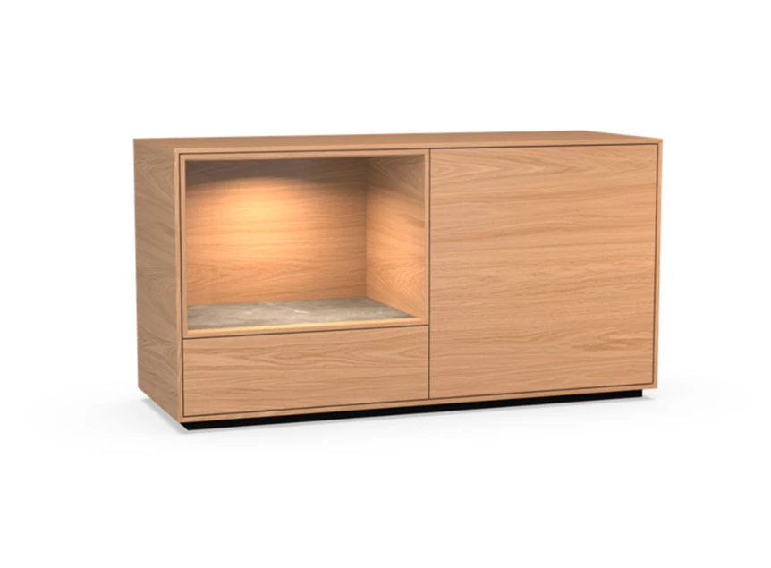 Dressoir Izola D2/OV open vak staand op sokkel fineer hout eik natuur Theuns