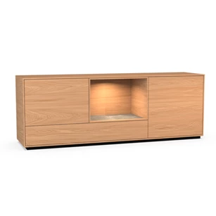 Dressoir Izola D3/OV open vak staand op sokkel fineer hout eik natuur Theuns