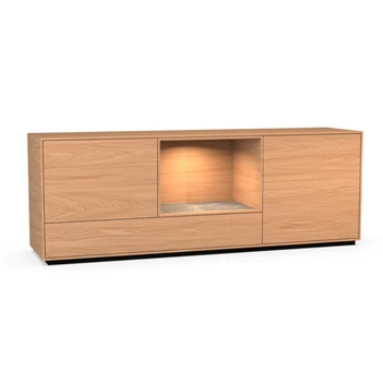 Dressoir Izola D3/OV open vak staand op sokkel fineer hout eik natuur Theuns