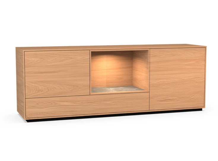 Dressoir Izola D3/OV open vak staand op sokkel fineer hout eik natuur Theuns