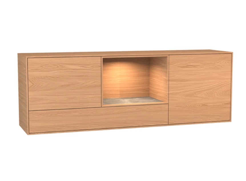 Dressoir Izola D3/OV open vak hangend fineer hout eik natuur Theuns