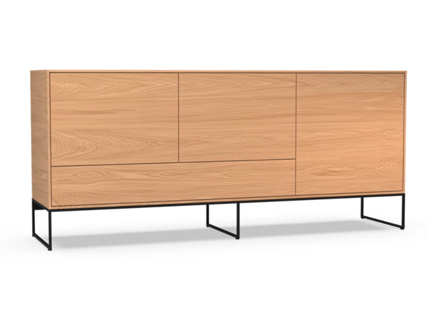 Dressoir Izola D3 staand op metalen poot fineer hout eik natuur Theuns