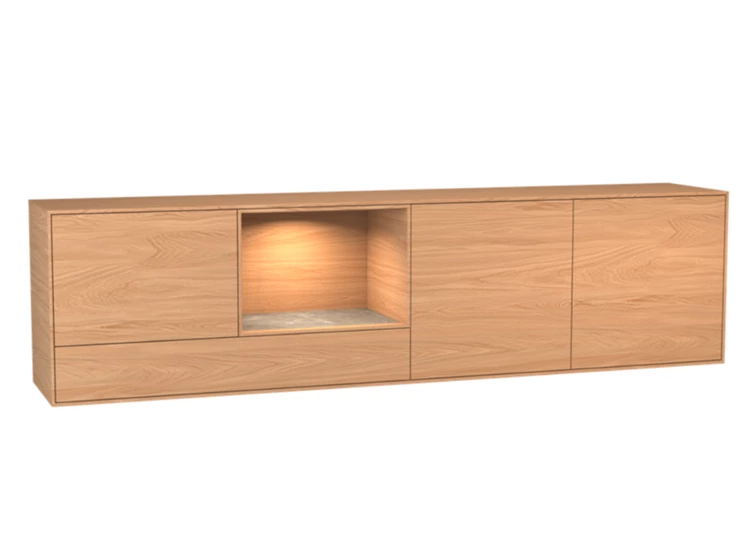 Dressoir Izola D4/OV open vak hangend fineer hout eik natuur Theuns