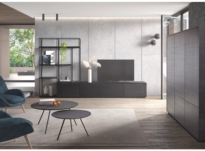 Tv-kast met boekenrek Izola eik fineer hout donkerbruin Theuns