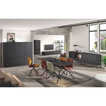 Eetkamer Izola fineer eik hout dark oak donkerbruin Theuns