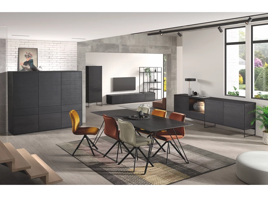 Eetkamer Izola fineer eik hout dark oak donkerbruin Theuns