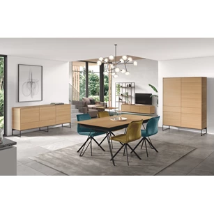 Eetkamer Izola fineer eik hout naturel Theuns