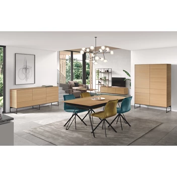 Eetkamer Izola fineer eik hout naturel Theuns