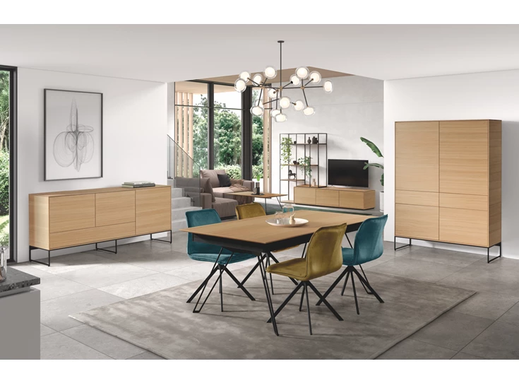 Eetkamer Izola fineer eik hout naturel Theuns