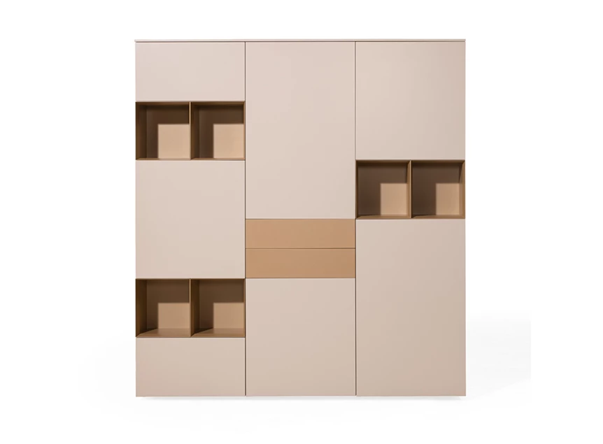 Front Hoge barkast GS183 matte lak accent goud Karat Crest