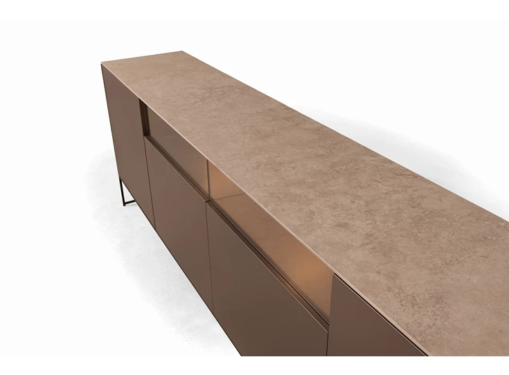 Bovenkant Lage dressoir Yumè D240-3 lak brons op metalen poot Crest