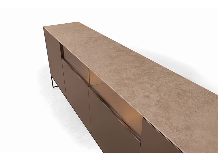 Bovenkant Lage dressoir Yumè D240-3 lak brons op metalen poot Crest