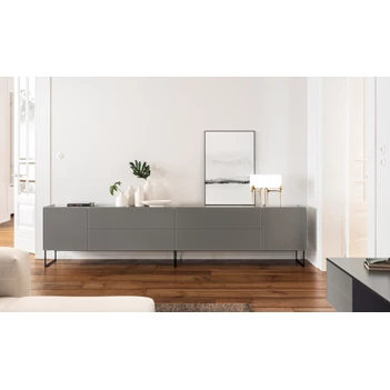 Sfeerfoto Dressoir Side 2.0 model 2 mat glas grijs onderstel Frame Spectral