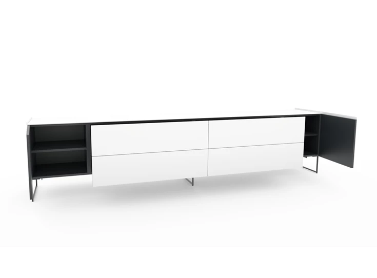 Open Dressoir Side 2.0 model 2 mat glas wit onderstel Frame Spectral