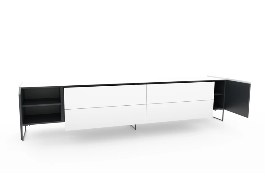 Open Dressoir Side 2.0 model 2 mat glas wit onderstel Frame Spectral