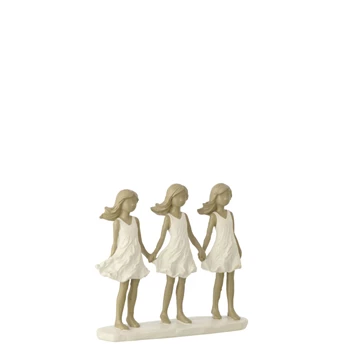 Kinderen Zussen Polyresin Wit/Grijs