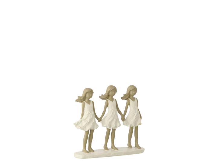 Kinderen Zussen Polyresin Wit/Grijs