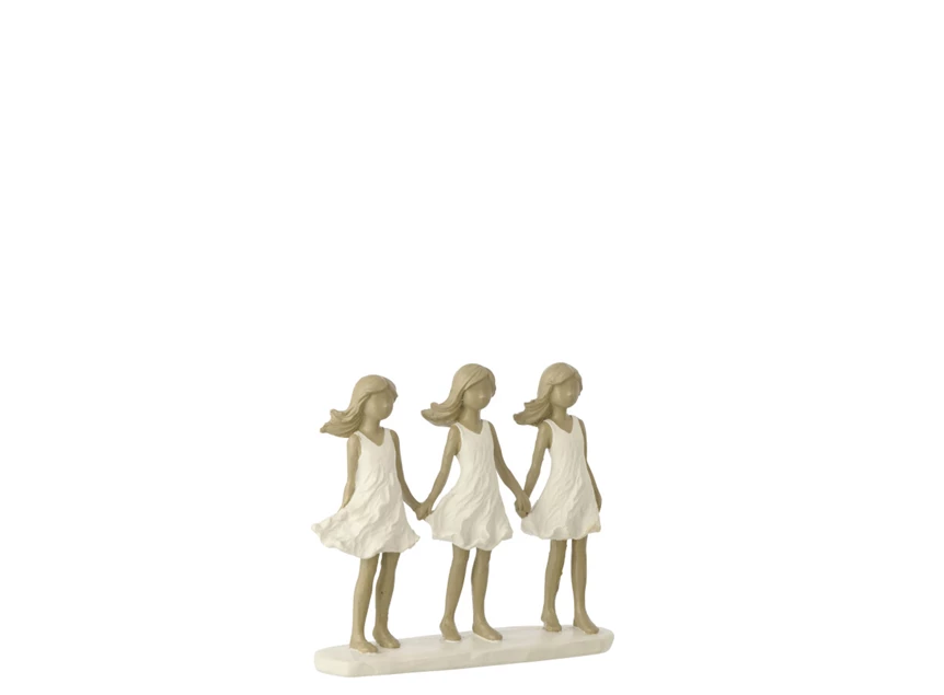 Kinderen Zussen Polyresin Wit/Grijs