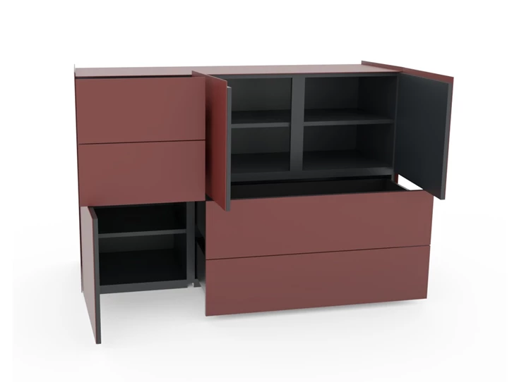 Open Barkast Side mat glas Maroon op sokkel Spectral