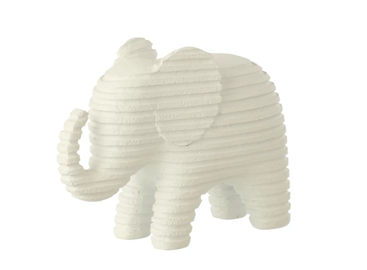 Olifant Gestreept Polyresin Wit Large