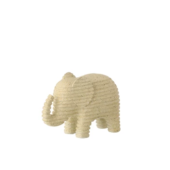 Olifant Gestreept Polyresin Beige Small