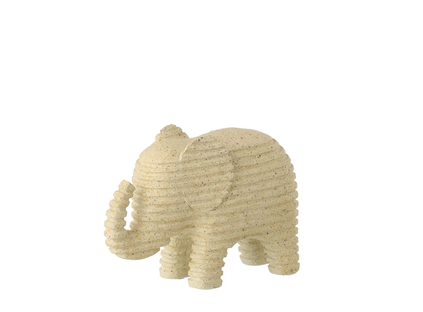 Olifant Gestreept Polyresin Beige Small