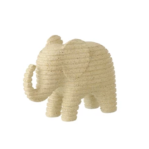 Olifant Gestreept Polyresin Beige Large