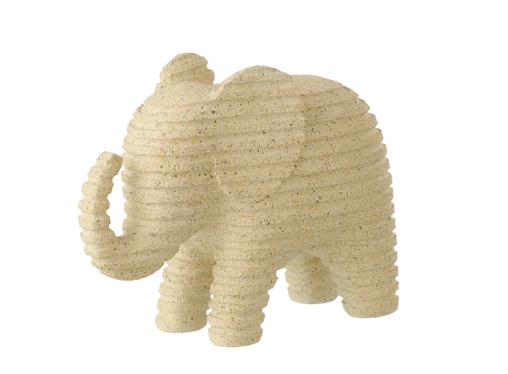 Olifant Gestreept Polyresin Beige Large
