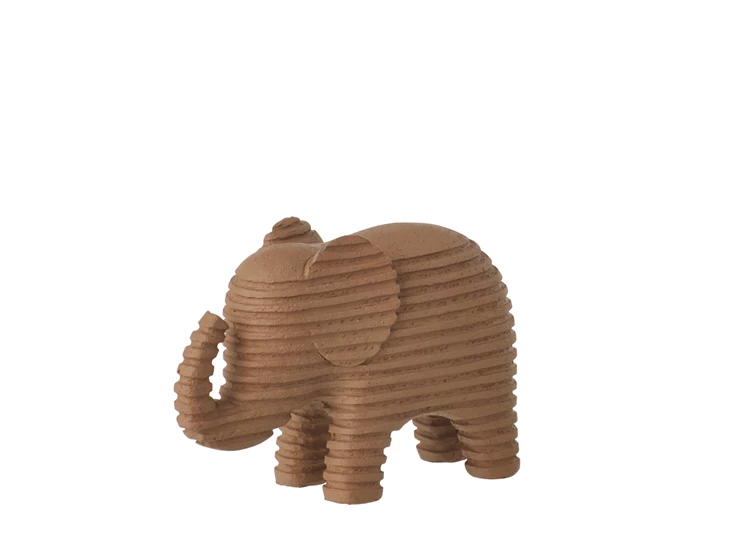 Olifant Gestreept Polyresin Bruin Small