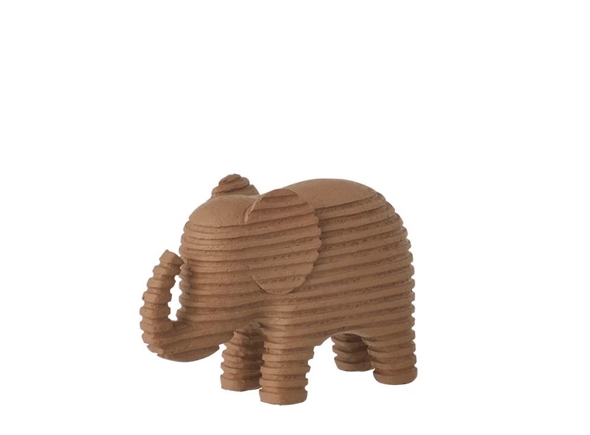 Olifant Gestreept Polyresin Bruin Small