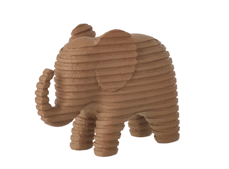 Olifant Gestreept Polyresin Bruin Large