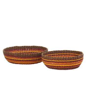 Set Van 2 Sierschaal Gestreept Papier Terracotta/Oranje