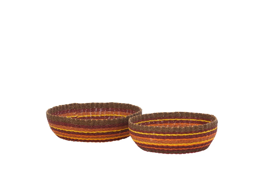 Set Van 2 Sierschaal Gestreept Papier Terracotta/Oranje