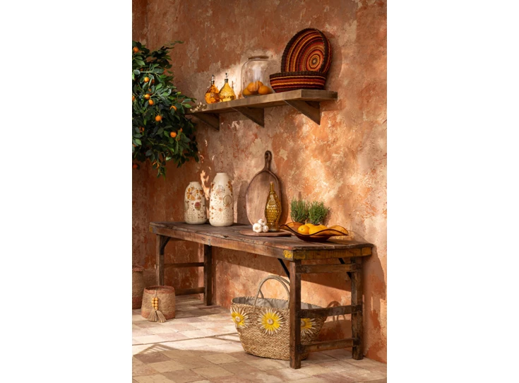 Set Van 2 Sierschaal Gestreept Papier Terracotta/Oranje sfeerfoto