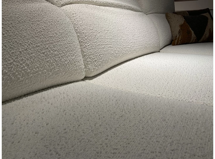Detail Salon Yute stof bouclé wit Temasdos