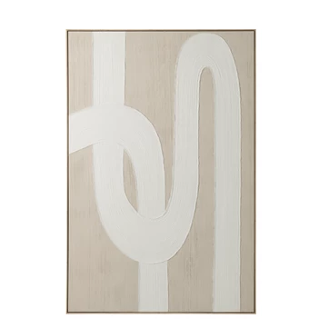 Schilderij Lijnen Dennenhout Wit/Lichtbeige