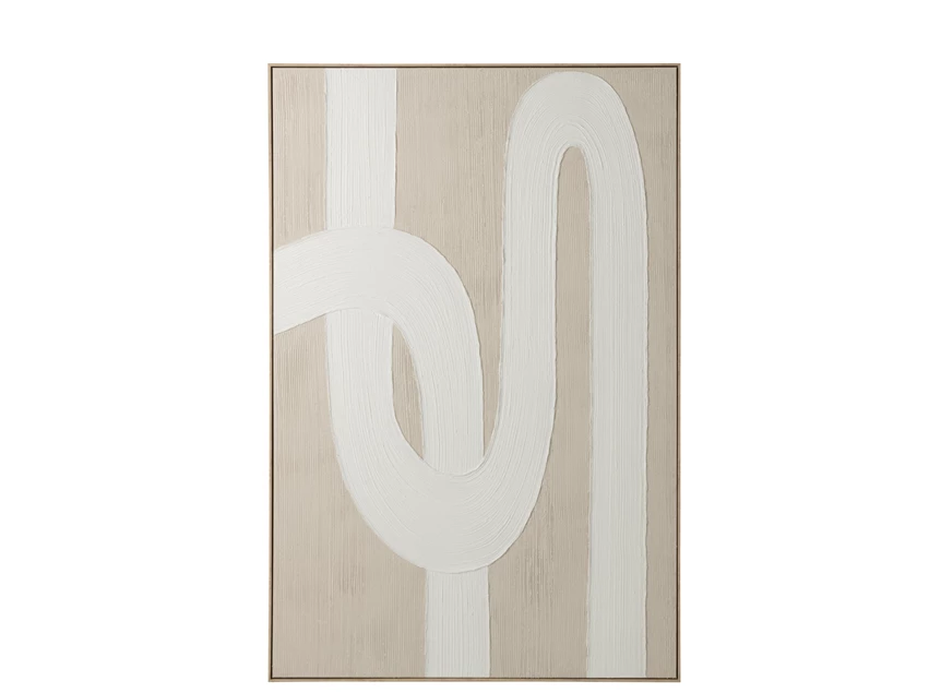 Schilderij Lijnen Dennenhout Wit/Lichtbeige