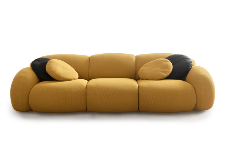 Salon Globe canapé 3-zit stof Tecno geel Designwerk